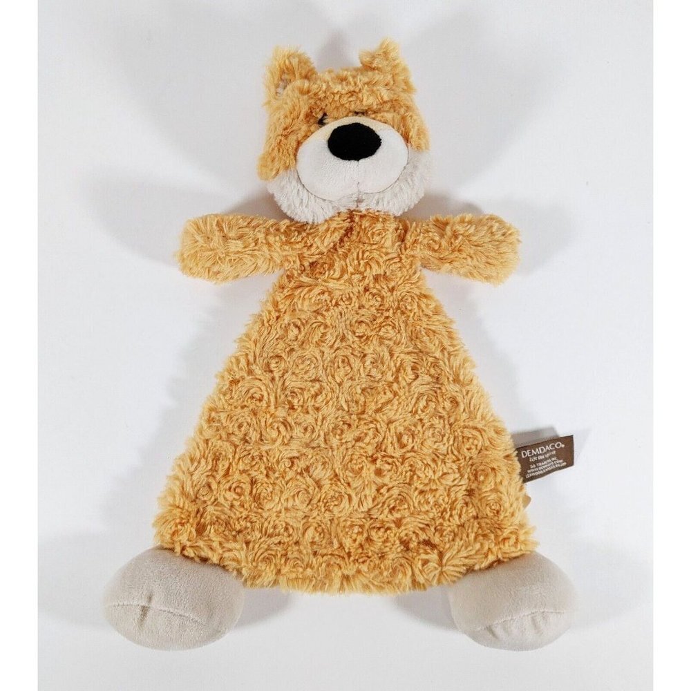 Demdaco Brown Tan Fox Lovey Security  Blanket Plush Rattle 14"